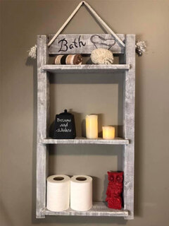Rustic Hanging Ladder Shelf