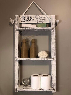 Rustic Hanging Ladder Shelf